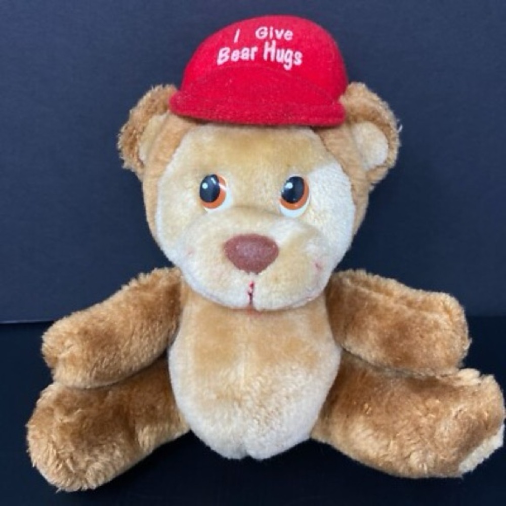 Vintage Russ Luv Pets Teddy Bear Plush I Give Bear Hugs Red Hat Stuffed Animal